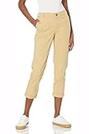 Amazon Dames Mid-Rise Slim-Fit Cropped Tapered Leg Khaki Broek, Khaki Bruin, 2