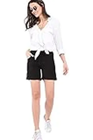 Bonateks Bermuda-shorts voor dames, 100% linnen, gemaakt in Italië, bermuda-shorts met zakken en riem, sjaal, , maat: XL, , XL