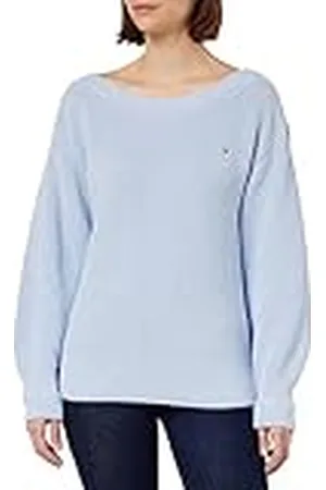 Tommy Hilfiger Dames Boot NK Trui Katoen Rib Gebreide Truien, Breezy Blue, XXS