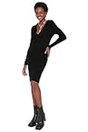 Trendyol Woman Mini Bodycon Turndown Collar Knitwear Jurk voor dames, , S