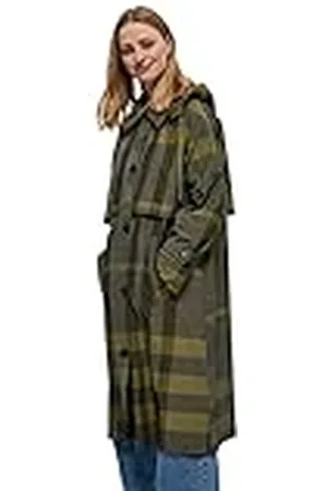 Minus Dames Ronja trenchcoat, groene baai checks, 38