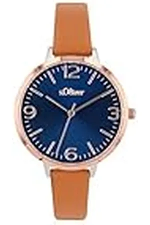 QS by s.Oliver Armbanduhr Damen Quarzuhr Analog, mit Leder Armband, Bicolor, 3 bar Wasserdicht, Kommt in Uhren Geschenk Box, 2033482