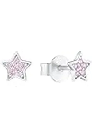 QS by s.Oliver 925 sterling zilveren kinderoorbellen voor meisjes, met zirkonia synth., 0,5 cm, zilver, ster, wordt geleverd in een geschenkverpakking voor sieraden, 2036825