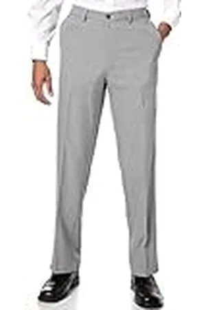 HAGGAR Cool 18 Flat Front Informele herenbroek met klassieke pasvorm en verborgen verlengbare tailleband, 34W / 30L