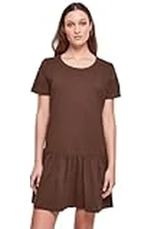Urban classics Damesjurk Ladies Valance Tee Dress Brown XXL, , XXL