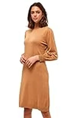 Minus Dames Mersin Highneck Knit Casual Jurk, Almond Melange, XS