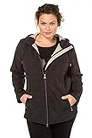 Ulla Popken Dames softshelljas sneeuwvlok met bont jas, , 46/48