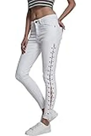 Urban classics Denim Lace Up Skinny Pants voor dames, , 29 Slim