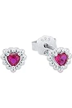 Amor Ohrstecker 925 Sterling Silber Mädchen Kinder Ohrschmuck, mit Zirkonia synth., 0,6 cm, Pink, Herz, Kommt in Schmuck Geschenk Box, 2021187