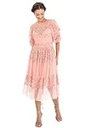 Maya Deluxe Dames Midi dames pailletten verfraaid korte mouwen jurk voor bruiloft gast bruidsmeisje prom bal avond gelegenheid, , 34