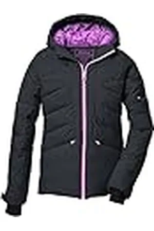 Killtec Meisjes Gewatteerde jas/ski-jas met capuchon en sneeuwvanger KSW 116 GRLS SKI QLTD JCKT, black blue, 128, 39652-000
