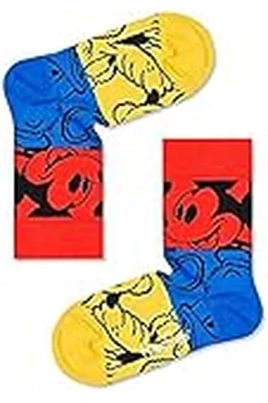 Happy Socks Kids Colorful Friends Sock, Kleurrijke en Leuke, Sokken voor kinderen, Blauw-Rood-Geel (0-12M)