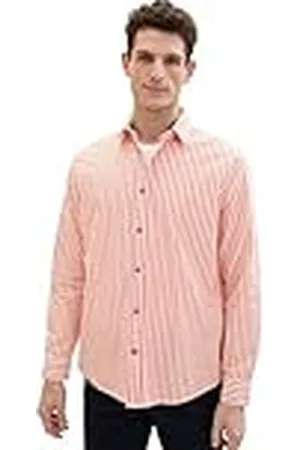 TOM TAILOR Heren Regular Fit Dobby Shirt met Strepen, , L