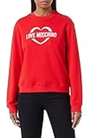 Moschino Dames Regular Fit Ronde hals Long-Sleeved with Heart Holografische print Sweatshirt, , 44