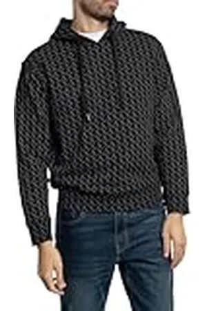 Armani Exchange Mannen, Essential, all-over logo, sweatshirt, zwart, S, , S