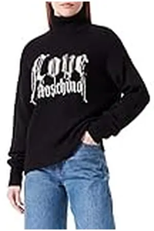 Moschino Dames Straight Fit Turtleneck Particular Love Intarsia with Flying Threads and Embroidery Pullover Sweater Sweater, , 42