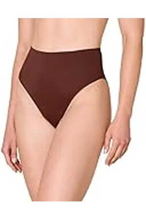 Amazon Bikinibroekje met hoge taille voor dames, hoge taille, diepbruin, L