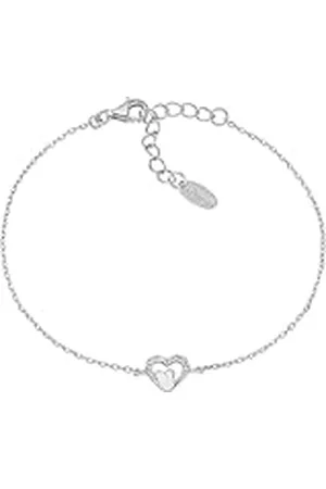 AMEN Armband van 925 zilver uit de collectie Valentine 2024, met witte zirkonia, gerhodineerd, lengte 16 + 3 cm, diameter 6 mm, Sterling zilver