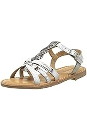 Les Tropéziennes par M Belarbi Meisjes badami sandalen met enkelband, 28 EU, Wit Wit Wit Zilver, 30 EU