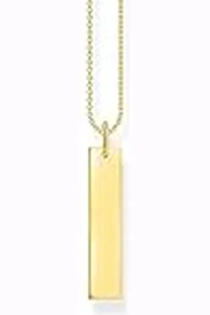 Thomas Sabo Kette mit Column-Tag-Anhänger aus 925er Sterlingsilber mit 750er Gelbgold-Vergoldung, Länge: 45cm - 50cm, KE2142-413-39-L50V