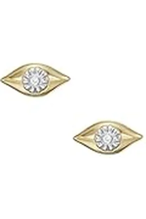 Fossil Dames oorbellen, 14K verguld helder laboratorium gekweekte diamanten stud oorbellen