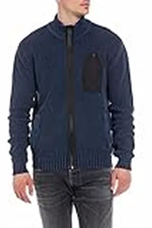 Replay Heren UK2755 Gebreide jas, 782 Stone Blue, S, , S