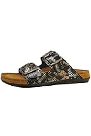Rohde Damesslippers Sandalen Sandalen Slippers Leer Combinatie Gezellig Puchen Animal Print Reptiel Leer Voetbed Gesp, , 36 EU