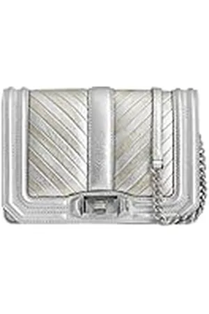 Rebecca Minkoff Chevron gewatteerde kleine Love Crossbody schoudertas, zilver/goud