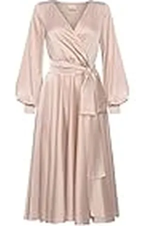 Swing Midi-jurk voor dames, elegante jurk, feestelijke partyjurk, avondjurk, bruiloftsjurk, baljurk, V-hals, lange mouwen, , S