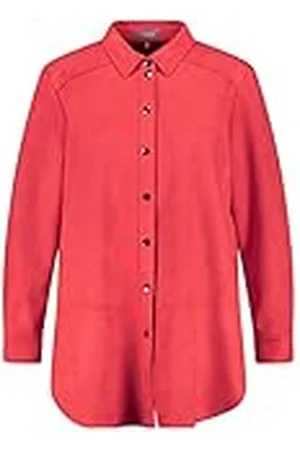 Samoon Lange blouse voor dames, met suède-karakter, lange mouwen, manchetten, blouse, lange blouse, effen kleuren, , 54 NL