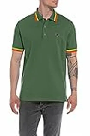 Replay Poloshirt voor heren, korte mouwen met stretch, Groen 136, XS
