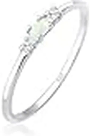 Elli Ring Dames Vintage met Zirkonia Kristallen en Opaal in 925 Sterling Verguld