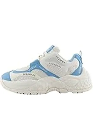 Armani Exchange Vedder, Microsuede Clean Essential Look Sneakers, Off White+ Blue, 35 EU, , 35 EU