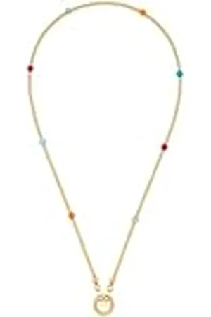 Leonardo Leonardo Jewels Halsketting Clip & Mix Smile, korte ketting van goudkleurig roestvrij staal, kleurrijke agaatkralen, voor het ophangen van bedels, lengte 45 cm, sieraden dames, 023749, 45 cm