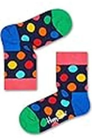 Happy Socks Big Dot, Kleurrijke en Leuke, Sokken voor kinderen, Blauw-Groente-Oranje-Roze-Rood-Geel (4-6Y)
