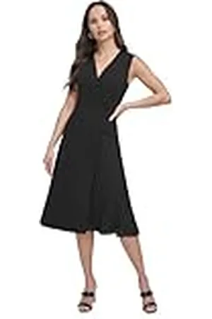 DKNY Dames Mouwloze Asymmetrische Pleats Midi Rok, , Maat 46, , 46