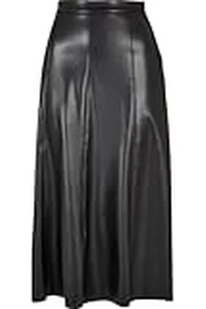 Urban classics Damen Rock Ladies Synthetic Leather Midi Skirt black L