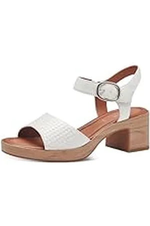 Jana Softline 8-28374-42 Damessandalen, 100, wit, platte comfortabele extra brede alledaagse schoen, feestelijk, elegante sandalen met hak, 39 EU breed, wit, 39 EU Breed