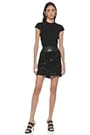 DKNY Dames Fringe Rok met PU Tailleband, , 8, , 40