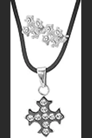 Akzent Dames-sieradenset van roestvrij staal ketting met oorbellen 48cm 000250000003