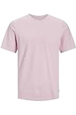 JACK & JONES Heren T-shirt Effen Ronde Hals T-Shirt, Pink Nectar, XS