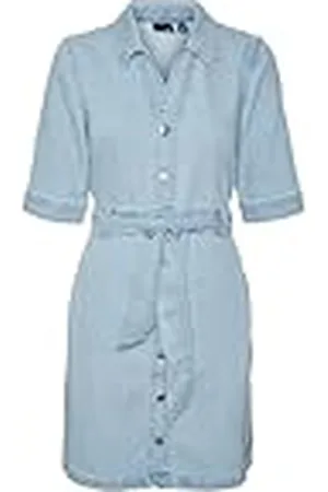 VERO MODA Dames VMCALI SS Button Dress Jurk, Light Blue Denim, M, , M