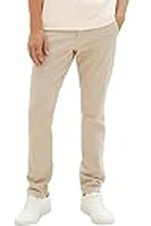 TOM TAILOR Slim fit chinobroek voor heren, van stretch piqué met riem, , 32W x 36L