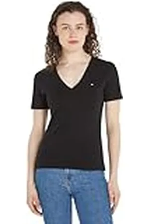 Tommy Hilfiger Vrouwen Nieuwe Slanke Cody V-hals Ss S/S Gebreide Tops, , L