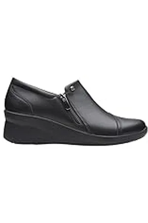 Clarks Premium Dames Suttyn Zip Loafer, zwart leer, 4 UK, , 37 EU
