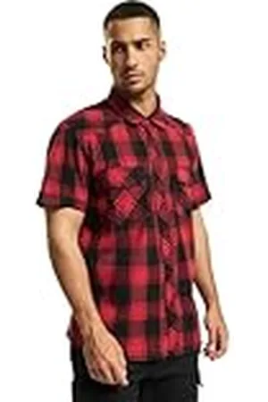 Brandit Check Shirt heren korte mouwen, rood-zwart, M