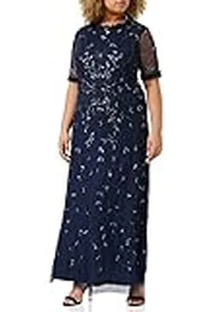 Amelia Rose Dames ruches pailletten verfraaide jurk speciale gelegenheid, marine, 10, , 36