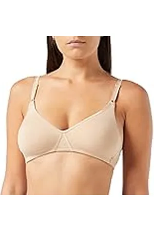 Nur Die Katoenen beha, beugelloze dubbellaagse softcup-beha, zacht, comfortabel, onzichtbaar, naadloos onder de kleding voor dames, beige, 85B