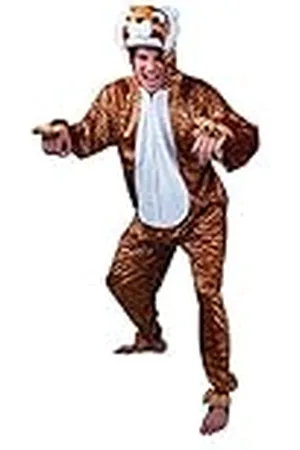 Boland Kostuum voor volwassenen Tijger, pluche jumpsuit met capuchon, dierenmotief, ritssluiting voor, wilde kat, dierentuin, jungle, carnaval, themafeest