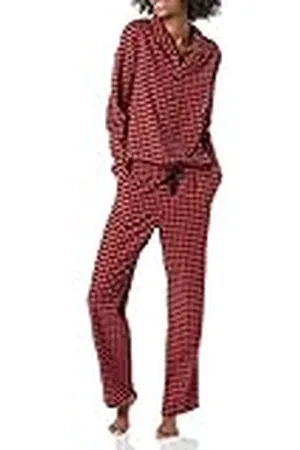 Amazon Dames flanellen pyjama met lange mouwen en knopen aan de voorkant en broek pyjamaset, , XX-Large